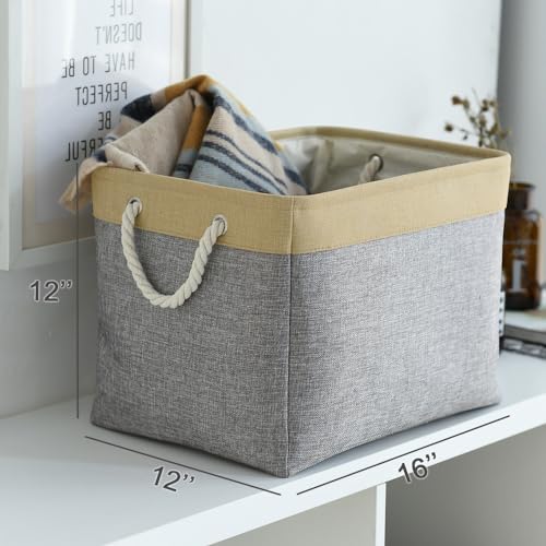 image for TheWarmHome Storage Basket for Organizing - Fabric Large Cubes 3 Pack 