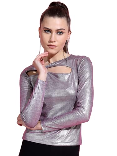 Image of Tokyo Talkies Women's Long Sleeves Round Neck Solid Tops | Stylish