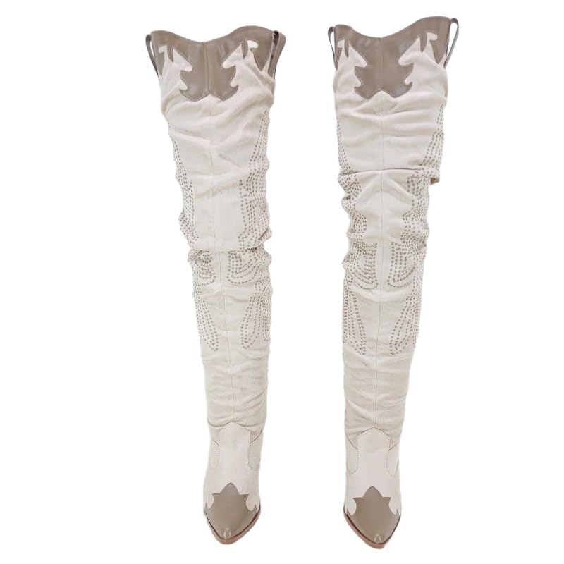 sexytag Thigh High Cowboy Boots for Women Over The Knee Cowgirl Boots Chunky Low Heel Western Boots3
