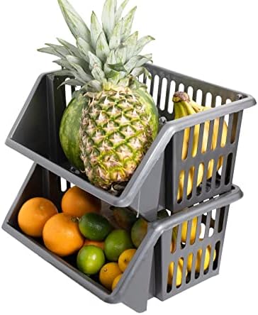 Fruit Vegetable Storage Rack Baskets Multifunction Basket for Kitchen Bathroom Living Room (Cream, 5 Racks)