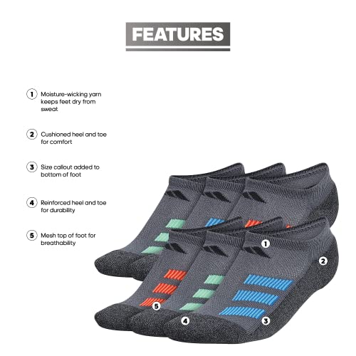 adidas Show Socks for Boys and Girls (6-Pack) Athletic Cushioned, Low Profile Below Ankle2
