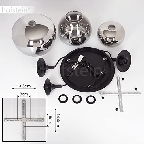 Lampe suspendue E27 hauteur max 120 cm à triple éclairage noir