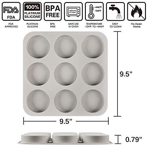 Sj 9-Cavity Large Round Disc Silicone Mold For Disc Cake, Pie, Custard, Tart And Resin Coaster Mold - Cylinder Circle Silicone Soap Mold (Gray, Pack Of 1)… #TOP1