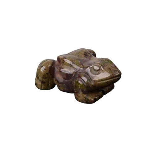 HUFFA Natural Crystal Agate Frog Figurine - 37x27x15mm Hand-Carved Animal Decoration for Home Ornaments(Chickenbloodstone)