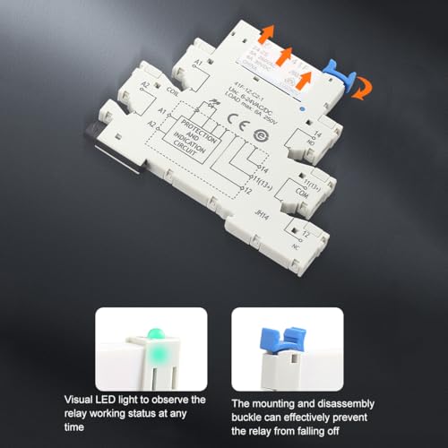POFET Ersatz Hongfa HF41F PCB Relaishalterung 5 PIN Relaisbuchse 6-24V AC/DC 6A 41F-1Z-C2-1 Industriezubehör