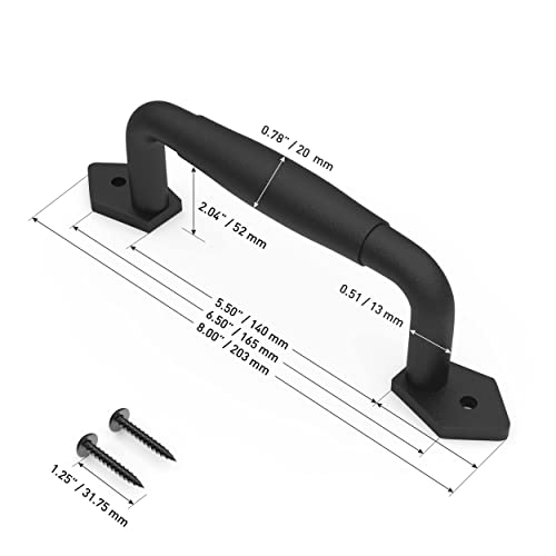 Image of 2-Pack 8 Inch Diamond Tapered Barn Door Handle - Black Cast Iron Pull for Sliding Doors, Gates, Sheds, Fences, Closets - Indoor Outdoor Farmhouse Hardware