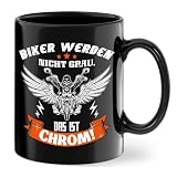 Tasse für ältere Motorradfahrer - BIKER WERDEN NICHT GRAU, DAS IST CHROM - Motorradgeschenke für Männer, Kaffeetasse Geschenke für Biker, Motorrad-Präsente zum Geburtstag, Vatertag