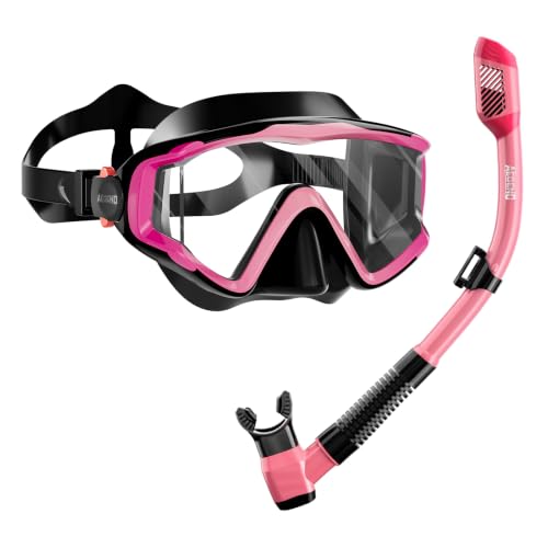 Aegend Snorkeling Gear for Adults - Anti-Fog Mask with Latest Top Dry Valve