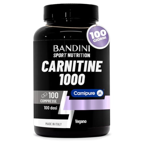Bandini® L CARNITINA 1000 | 100 Compresse con Carnipure® (100 dosi, 100 giorni) | Integratore con L-Carnitina Tartrato Vegan | Carnitine Pura per Atleti e Sportivi - Energia, Resistenza e Recupero