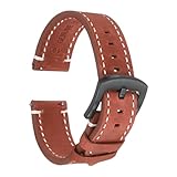 QUARKZMAN Cinturini In Pelle Orologio Larghezza 22mm Cinturino Orologio Sostituzione Pelle Vitello Chiusura Nera Uomo Donna Borgogna