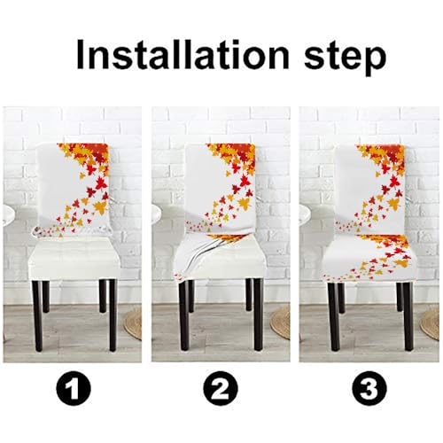 Emmteey Fall Maple Chair Slipcover Autumn Leaves Dining Chair Slipcovers Set Of 4 Thanksgiving Removable Washable Dining Chairs Covers Spandex Stretch Chair Protector For Kitchen Hotels thumb #2