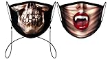 Hisports Mens Hanging Print Cloth Face Mask Neck Lanyards, Boy Breathable Lightweight Sports Mask -