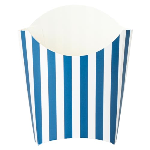 Restaurantware Bio Tek 3.9 x 2.6 x 3.5 Inch French Fry Cup 100 Disposable Snack Cups - Stackable Sustainable Blue And White 2 Ounce Paper Fry Holder For Fries Onion Rings Popcorn or Cookies by Restaurantware - Used condition - Image 2