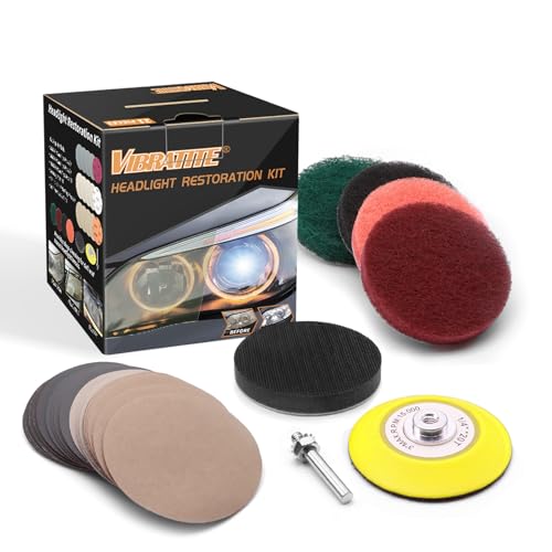 Image of VIBRATITE 21PCS Headlight Restoration Kit, 3 inch Drill Sanding & Cleaning Kit
