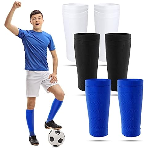 3 Pairs Kids Soccer Shin Guard Socks with Pockets Cover