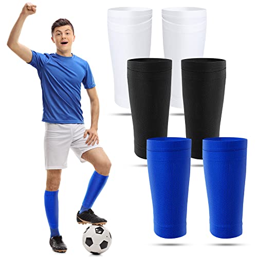 3 Pairs Kids Soccer Shin Guard Socks Breathable Calf Shin Guard Covers Shin Guard Holders Soccer Socks With Pockets (Small) #TOP16