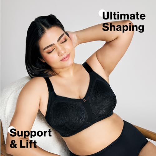 Image of NYKD NYB033 Wirefree Ultimate No Bulge, Shape & Support Non-Padded Lace Full Coverage Bra for Women