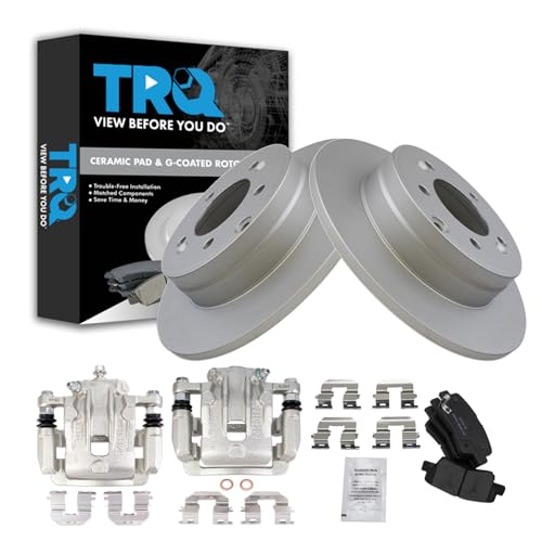Image of TRQ Rear Brake Pad and Rotor Set Ceramic Solid G Coated Rotors Calipers | For 2012-2017 Hyundai Azera 2011-2015 Kia Optima