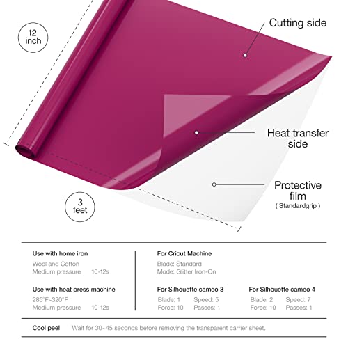 Xinart Vinil de transferência de calor vermelho profundo de 30,5 cm x 9,5 cm para camisas, vinil HTV