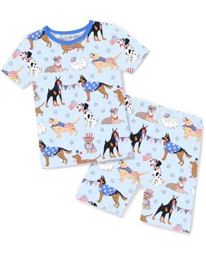 babee Reshinee Bamboo Viscose Toddler Pajamas Boys Girls Kids Baby Cool Short Summer 4th of July 18-24 Months Two Piece