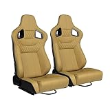 WIILAYOK Racing Seats, Pair of Bucket Seats with Dual Lock Sliders for Front-Back Adjustment, PVC Le