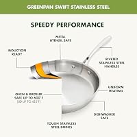 GreenPan Stainless Steel Cookware Set, 11 Piece, Induction Cookware, Dishwasher Safe, Oven Safe to 600F, Large 8QT Stock Pot, Sauce, Saute, Frying Pans, Pots & Pans Kitchen Essentials, Silver — image 5