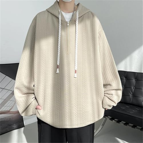 Men's Solid Loose Fit Hooded Sweatshirt Casual Streetwear Pullover Fall Spring Plus Size3