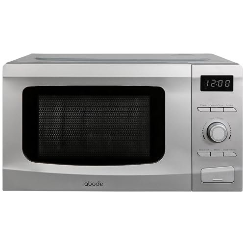 Abode 20L Digital Microwave - 700W with 8 Auto Cook Menus, Silver, 5 Power Levels & Timer, Button & Dial Control, Defrost Function