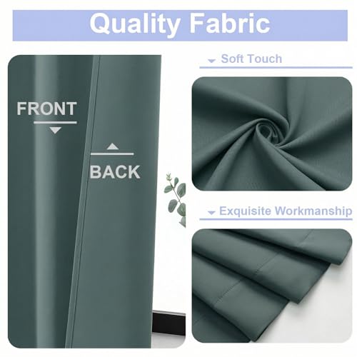 Image of Simplebrand Ava Dark Green Short 36 Inches Blackout Curtain 2 Panels Set, Half Window Rod Pocket Privacy Curtain Tiers for Kitchen, Curtains Blackout for Bathroom Shades, W40 x L36 Inch, Dark Green