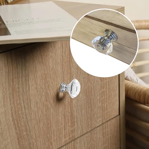 4 pcs Crystal Knobs,Acrylic Drawer Knobs,20mm Diamond Shape Drawers Cabinet Door Pull,Diamond Shaped knob,Crystal Drawers knobs with Silver Screw,for Dresser Drawers,Kitchen,Office,Home Decoration. - Image 3