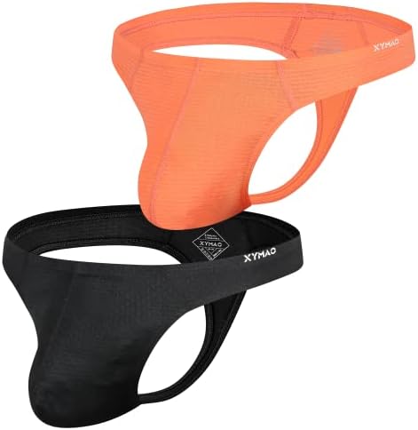 XYMAO Men's Thongs Underwear Ice Silk Tag-Free Bulge Pouch Breathable Mens G string Bikini Underwear