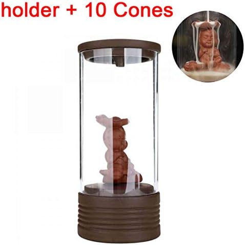 Incense Burner, Incense Cones Burner,Glowing Bead Incense Stick Holder Ceramic Backflow Incense Burner Home Decoration Handicraft Gift Backflow Incense Holder Clear Cover 10 Free Cones (85x240mm)