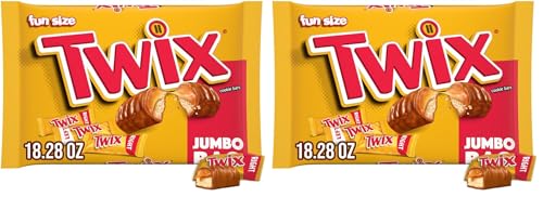 TWIX Fun Size Caramel Cookie Milk Chocolate Candy Bars Individually Wrapped Party Candy Chocolate Bars, 18.28 Oz Jumbo Bulk Bag (Pack of 2)