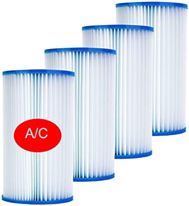 Type A or C Pool Filter Cartridge, Pool Filter Replacement Type A or C (29000E/59900E) for Intex, Summer Waves Above Ground Pools, Reusable & Washable Pool Filters - 4 Pack