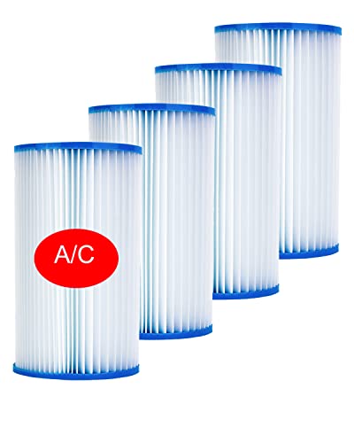 Type A Or C Pool Filter Cartridge, Pool Filter Replacement Type A Or C (29000E/59900E) For Intex, Summer Waves Above Ground Pools, Reusable & Washable Pool Filters - 4 Pack #TOP25