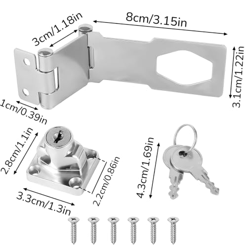 Image of 3.15 Inch Zinc Alloy Double Hinge Hasp Latch Locks with Keys, 1 Pack
