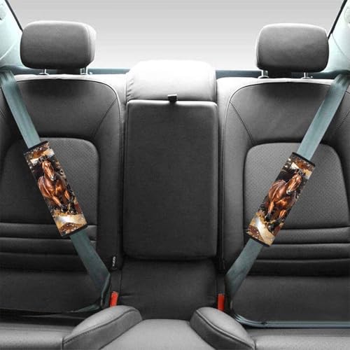 Image of AFPANQZ Brown Horse Seat Belt Pad Cover for Women Adults Kids Safety Seatbelt Pad Cushion Adjustable Comfortable Driving Schoolbag Straps Pads