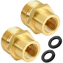 2PCS Metals Brass Garden Hose Fitting Connector 3/4 Inch Male GHT x 1/4 Inch Female NPT Brass Pipe Fitting Adapter with Extra 2 Pressure Washers