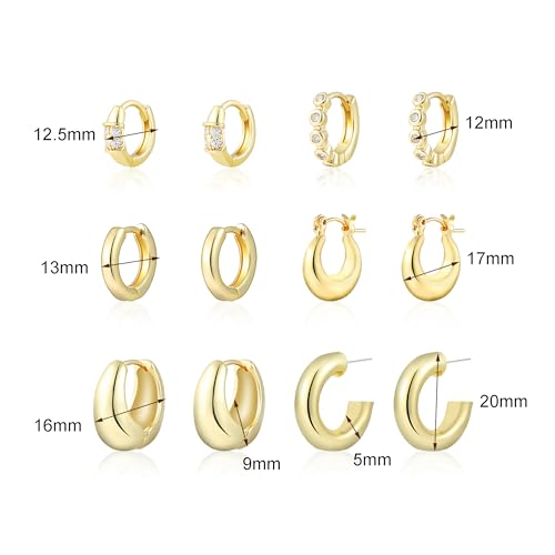 ALLHOLA 6 Pairs Gold Hoop Earrings Set for Women, 14K Gold Plated Small Huggie Hoops Earrings Hypoallergenic, Lightweight Tiny Cartilage Piercings Earrings Jewelry for Women Gifts. (03-Gold) by ALLHOLA - Used condition - Image 6