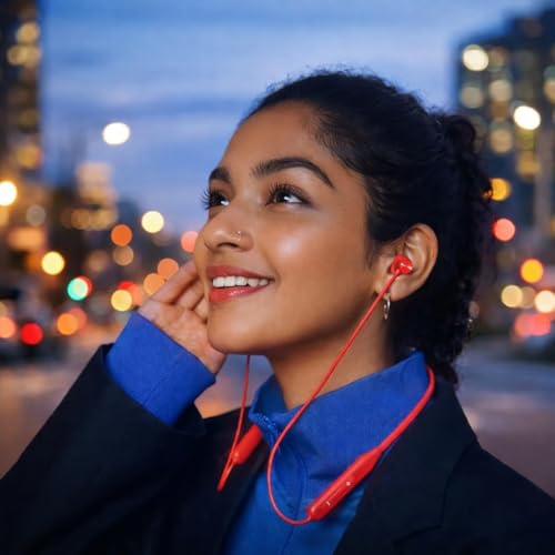 Image of Original Wireless Neckband Compatible with OnePlus Earphones Z3 ANC - 45dB ANC, Dual Device Pairing, Magnetic Power On /Off & 28H Battery Life (Orange)