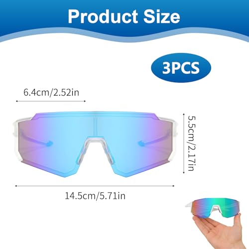 DmDoyy 3 Stück Schnelle Brille Herren, Sport Sonnenbrille, Polarisiert Fahrradbrille, Sportbrille, Rennrad Radbrille, Sonnenbrille Mit UV400, Für Herren Damen Rennrad Fahrrad Ski Golf Outdooraktivität