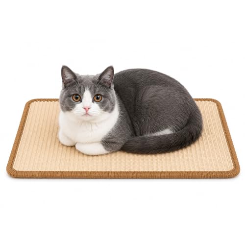 Voarge 1 tapis griffoir en sisal pour chat, 50 x 30 cm, autocollant, pour canapé, meubles, porte, protection anti-rayures