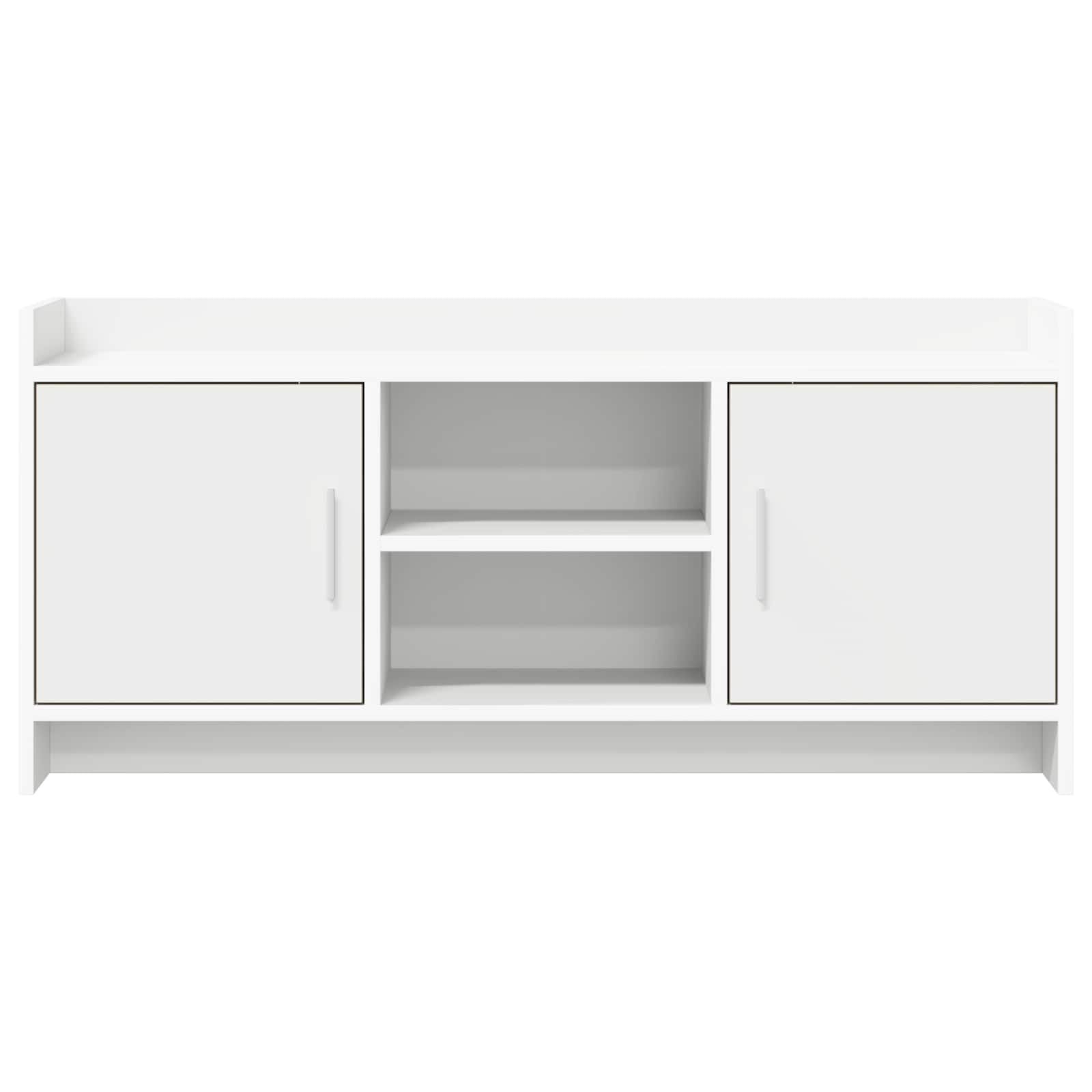 Mobile TV in legno bianco, 102 x 33 x 47 cm, con molto spazio, scaffale e cassetto per soggiorno, angolo gaming, salvaspazio, design moderno, facile da pulire, montaggio a parete possibile