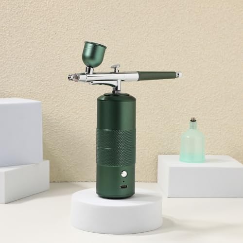 Kit aérographe portable avec mini compresseur d'air vert et rechargeable USB Angoily