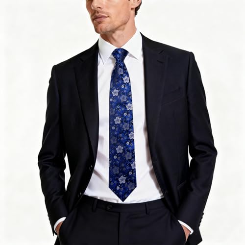 Image of DiBanGu Mens Paisley Tie Sets Silk Jacquard Woven Floral Necktie and Pocket Square Cufflinks Wedding Business Party