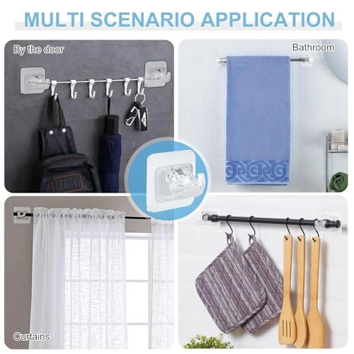 Image of Pack of 10 Self-Adhesive Curtain Rod Holders, Nail-Free Adjustable Rod Holders, Towel Rods, Hooks, Curtains Hooks Holder for Living Room, Bedroom, Bathroom, Hotel Pipe HOLDER-10