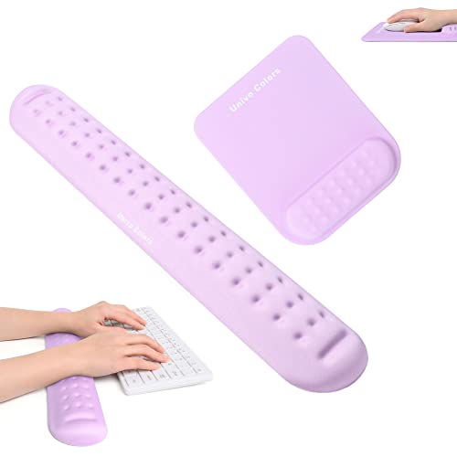 Univo Colors Upgraded Massage Bead Wrist Rest Set for Keyboard and Mouse, Wrist Ergonomic Support Made of Soft Memory Foam Gel, High Comfort Lavender Purple Wrist Pad for Laptop, Computer, Typing