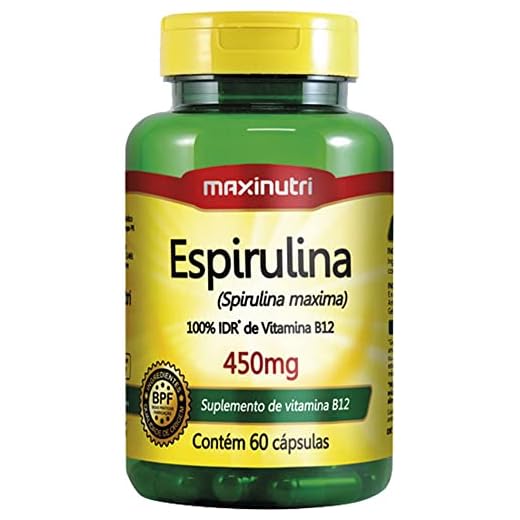 Espirulina 450mg - 60 cápsulas, Maxinutri