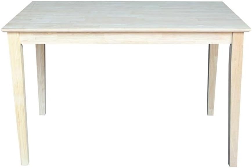 International Concepts Table Top Solid with Wood Standard Height Shaker Legs, 30 by 48-Inch, Unfinished