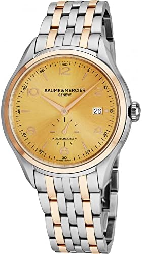 Baume & Mercier Clifton Mens Two Tone Automatic Watch - 41mm Analog Rose Gold Face Swiss Luxury Dress Watch for Men 10352